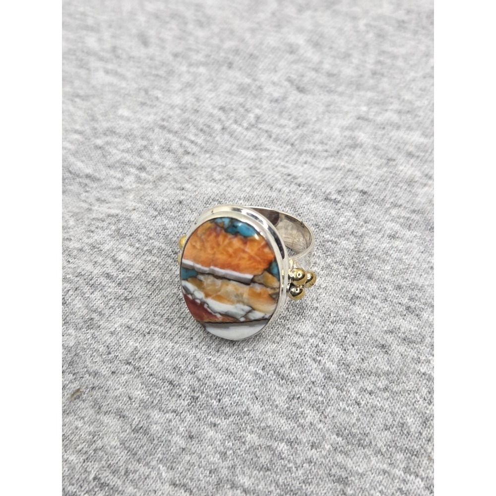 YS Signed Handmade Sterling Silver Composite Stone Cabochon Ring Size 8.25 9.89g - Picture 1 of 6
